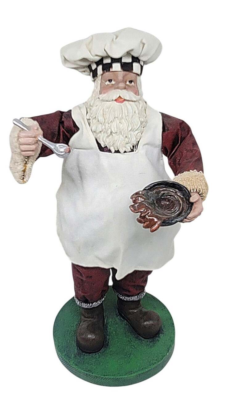 Vtg 2004 Fabric Mache Chef Santa Christmas Tabletop Figurine Baker 12" GRS